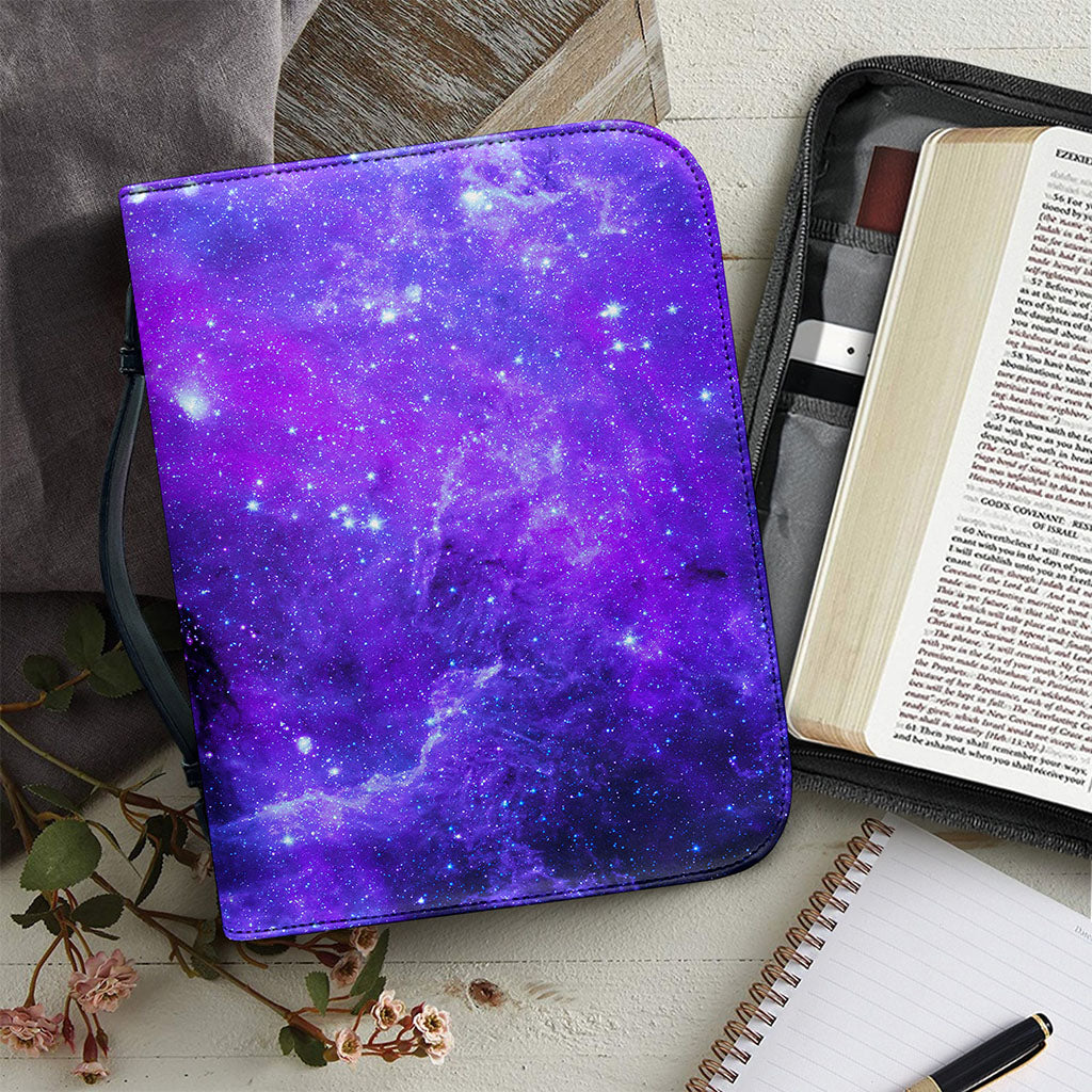 Purple Stars Nebula Galaxy Space Print Leather Bible Cover