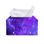 Purple Stars Nebula Galaxy Space Print Leather Tissue Box Cover