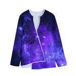 Purple Stars Nebula Galaxy Space Print Long Sleeve Short Coat