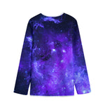 Purple Stars Nebula Galaxy Space Print Long Sleeve Short Coat