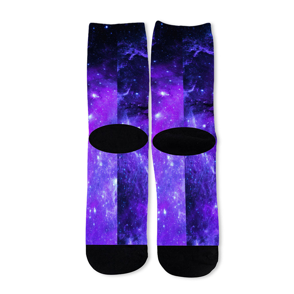 Purple Stars Nebula Galaxy Space Print Long Socks