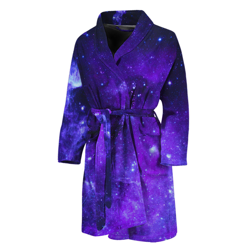 Purple Stars Nebula Galaxy Space Print Men's Bathrobe