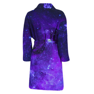 Purple Stars Nebula Galaxy Space Print Men's Bathrobe