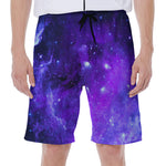 Purple Stars Nebula Galaxy Space Print Men's Beach Shorts