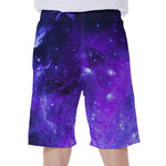 Purple Stars Nebula Galaxy Space Print Men's Beach Shorts