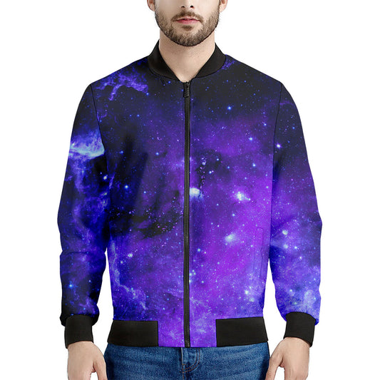 Purple Stars Nebula Galaxy Space Print Men's Bomber Jacket