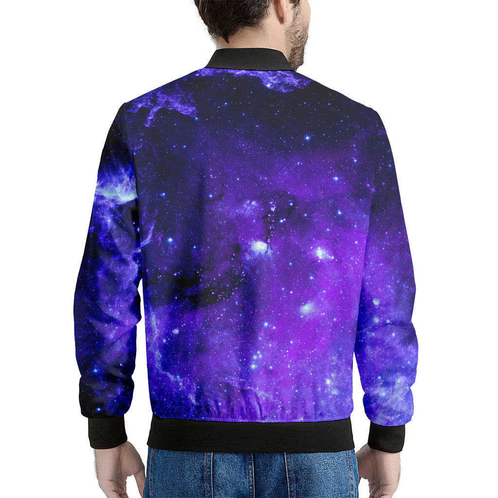 Purple Stars Nebula Galaxy Space Print Men's Bomber Jacket