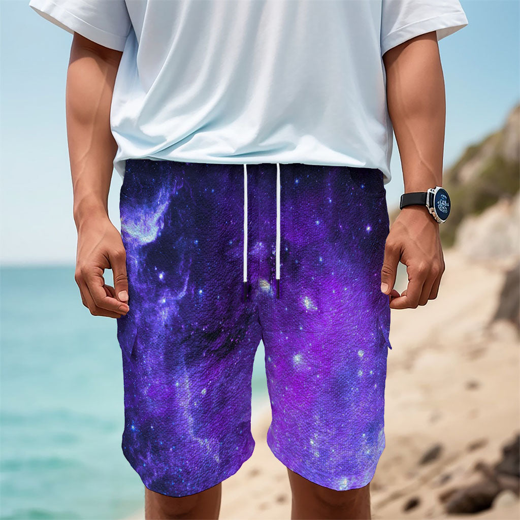 Purple Stars Nebula Galaxy Space Print Men's Cargo Shorts