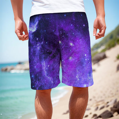 Purple Stars Nebula Galaxy Space Print Men's Cargo Shorts