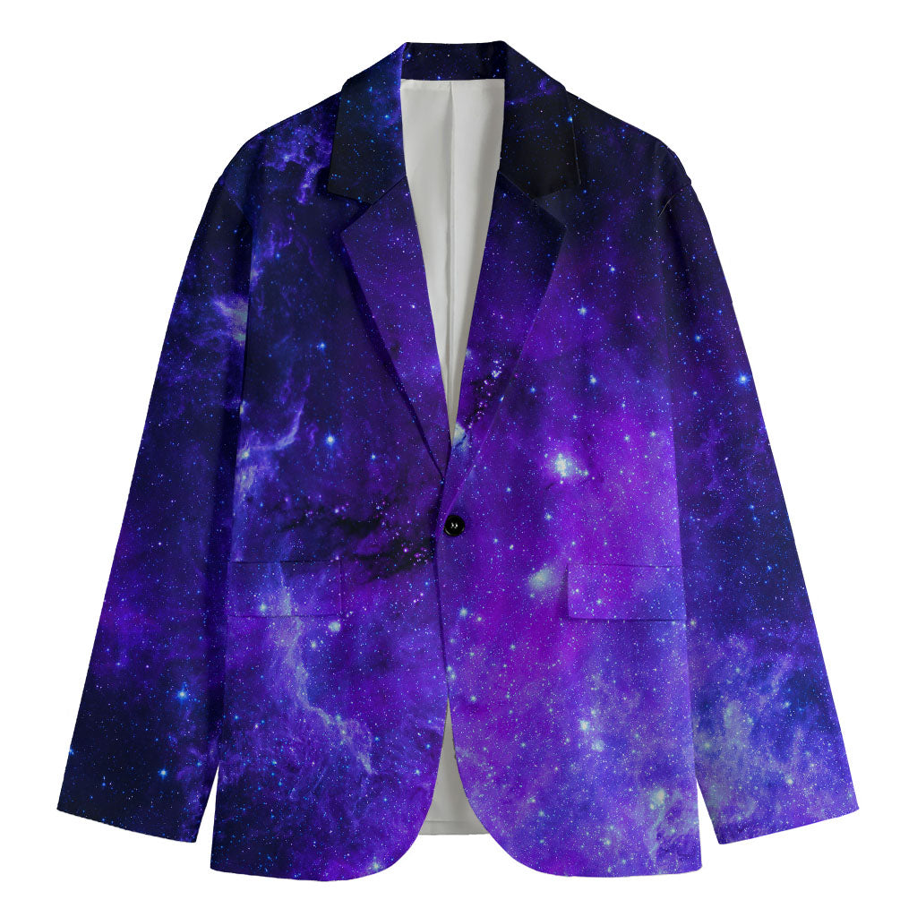 Purple Stars Nebula Galaxy Space Print Men's Cotton Blazer
