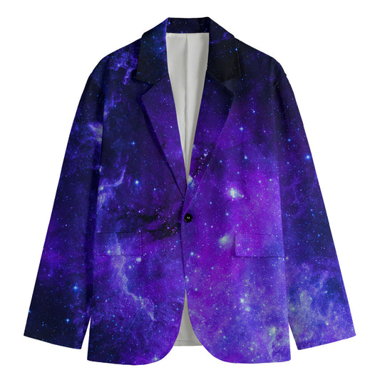 Purple Stars Nebula Galaxy Space Print Men's Cotton Blazer