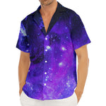Purple Stars Nebula Galaxy Space Print Men's Deep V-Neck Shirt