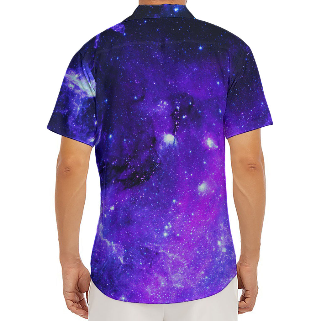 Purple Stars Nebula Galaxy Space Print Men's Deep V-Neck Shirt