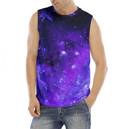 Purple Stars Nebula Galaxy Space Print Men's Fitness Tank Top
