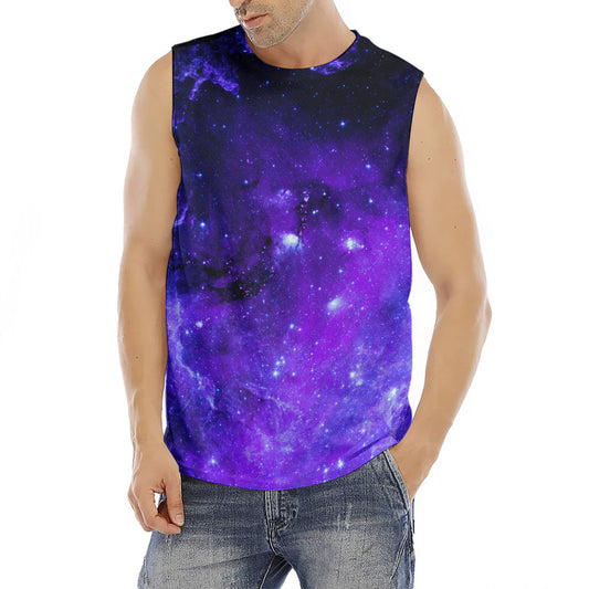 Purple Stars Nebula Galaxy Space Print Men's Fitness Tank Top