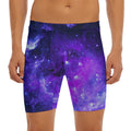 Purple Stars Nebula Galaxy Space Print Men's Long Boxer Briefs