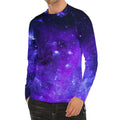Purple Stars Nebula Galaxy Space Print Men's Long Sleeve Rash Guard
