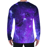 Purple Stars Nebula Galaxy Space Print Men's Long Sleeve T-Shirt