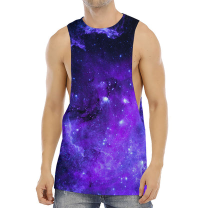 Purple Stars Nebula Galaxy Space Print Men's Muscle Tank Top