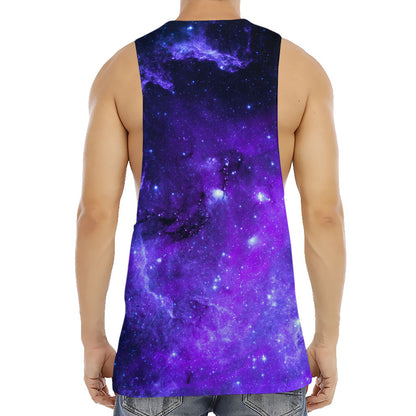 Purple Stars Nebula Galaxy Space Print Men's Muscle Tank Top