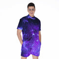 Purple Stars Nebula Galaxy Space Print Men's Romper