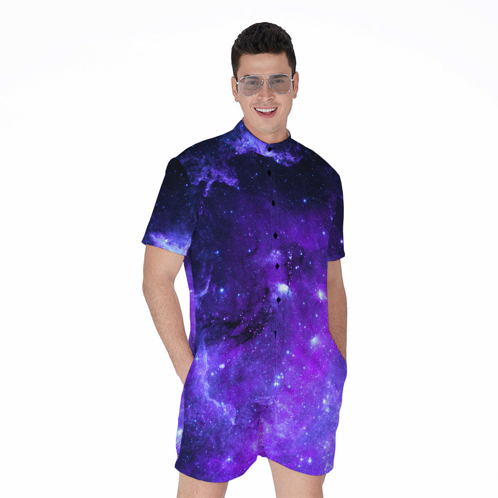 Purple Stars Nebula Galaxy Space Print Men's Rompers