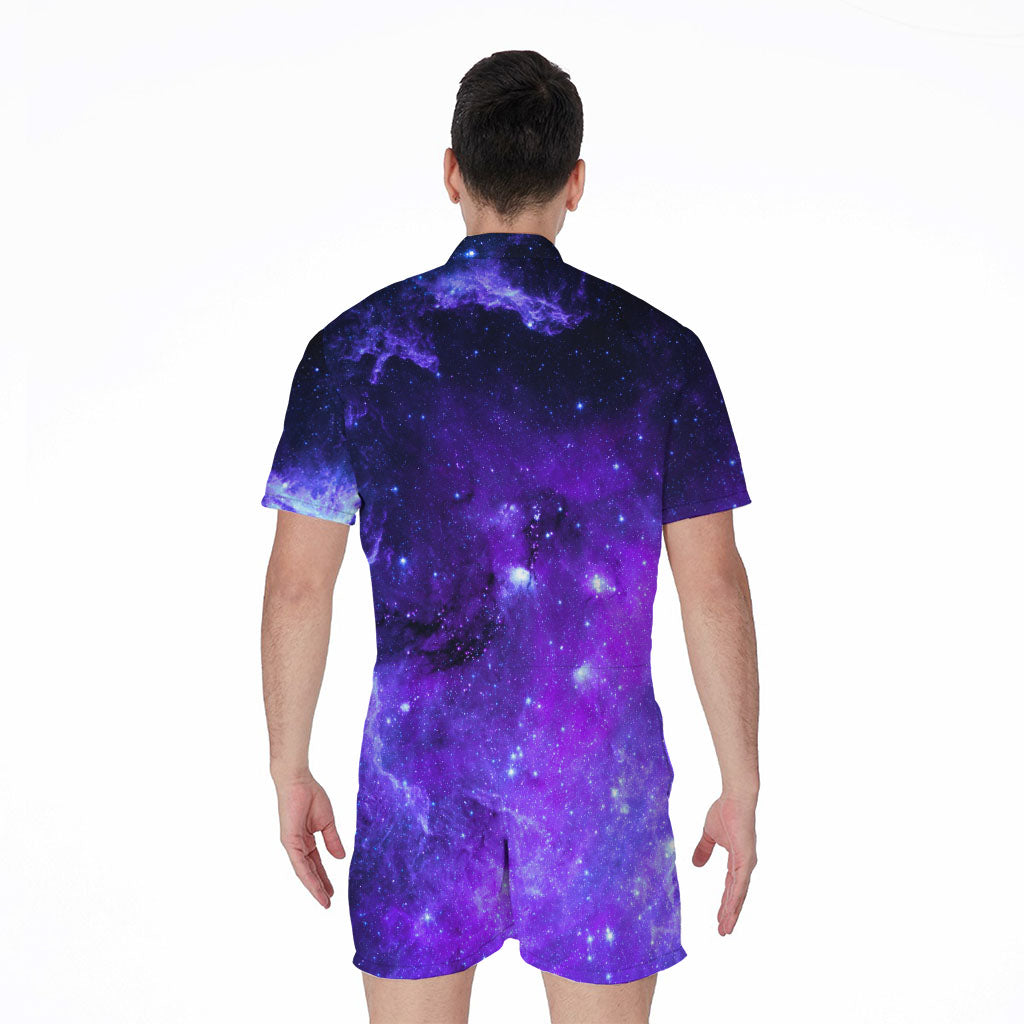 Purple Stars Nebula Galaxy Space Print Men's Rompers