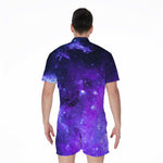 Purple Stars Nebula Galaxy Space Print Men's Rompers