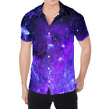 Purple Stars Nebula Galaxy Space Print Men's Shirt