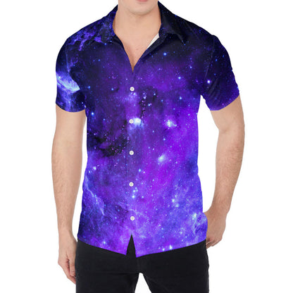 Purple Stars Nebula Galaxy Space Print Men's Shirt