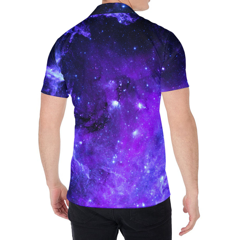Purple Stars Nebula Galaxy Space Print Men's Shirt