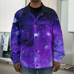 Purple Stars Nebula Galaxy Space Print Men's Shirt Jacket
