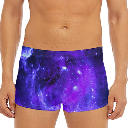 Purple Stars Nebula Galaxy Space Print Men's Short Boxer Briefs