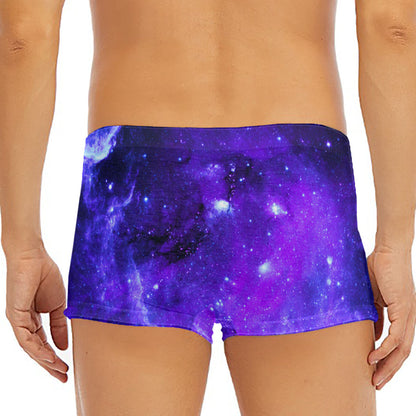 Purple Stars Nebula Galaxy Space Print Men's Short Boxer Briefs