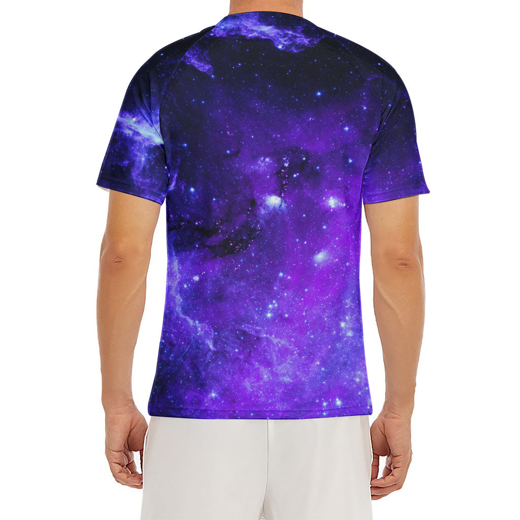 Purple Stars Nebula Galaxy Space Print Men's Short Sleeve Rash Guard