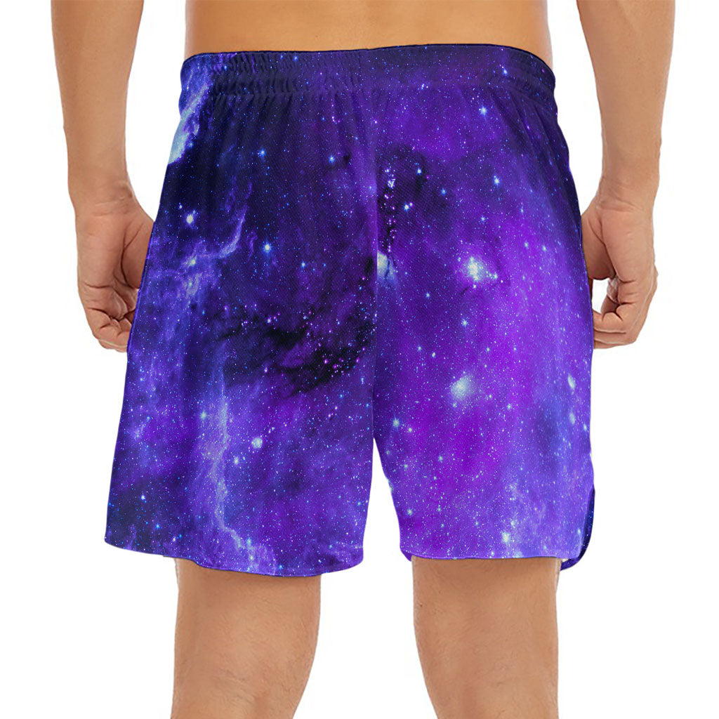 Purple Stars Nebula Galaxy Space Print Men's Split Running Shorts