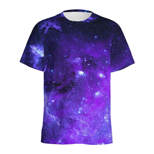 Purple Stars Nebula Galaxy Space Print Men's Sports T-Shirt