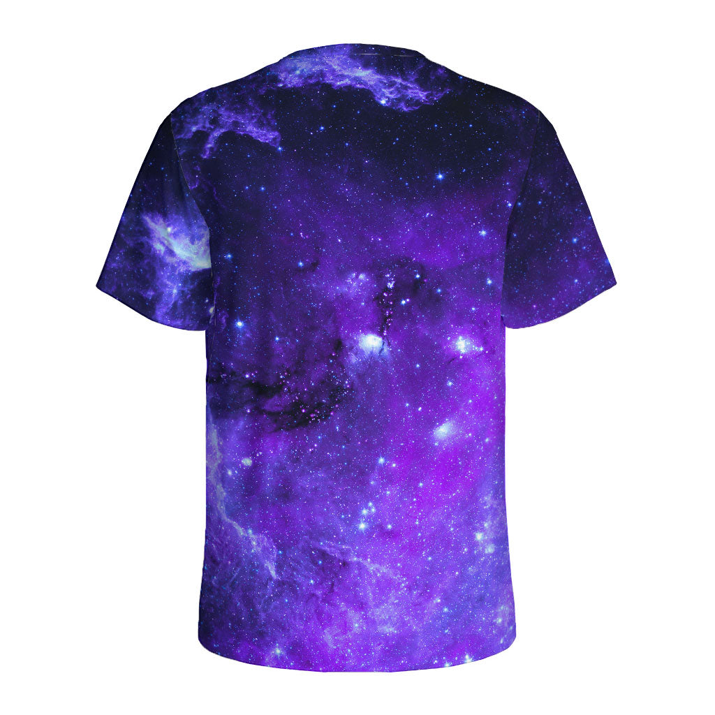 Purple Stars Nebula Galaxy Space Print Men's Sports T-Shirt