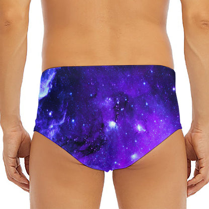 Purple Stars Nebula Galaxy Space Print Men's Triangle Swim Briefs