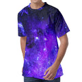 Purple Stars Nebula Galaxy Space Print Men's Velvet T-Shirt