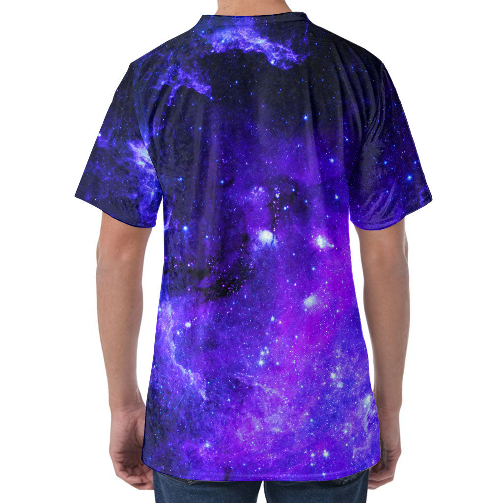 Purple Stars Nebula Galaxy Space Print Men's Velvet T-Shirt