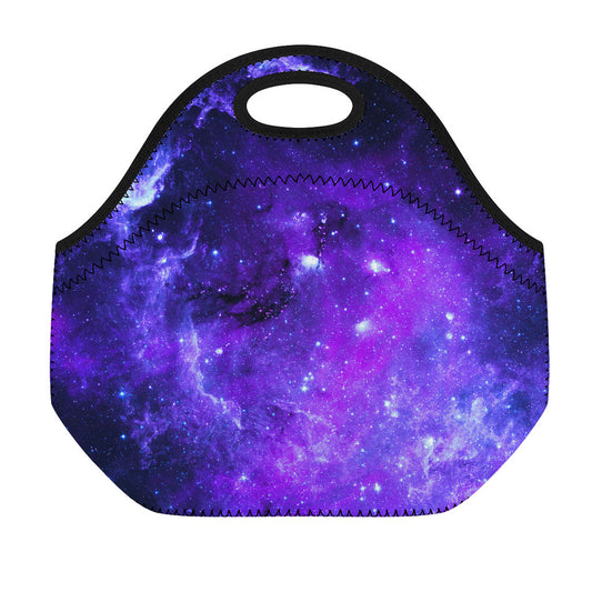 Purple Stars Nebula Galaxy Space Print Neoprene Lunch Bag