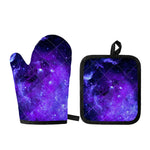 Purple Stars Nebula Galaxy Space Print Oven Mitt And Pot Holder Set