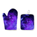Purple Stars Nebula Galaxy Space Print Oven Mitt And Pot Holder Set