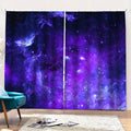 Purple Stars Nebula Galaxy Space Print Pencil Pleat Curtains