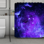 Purple Stars Nebula Galaxy Space Print Polyester Shower Curtain