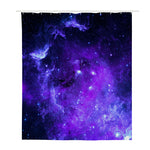 Purple Stars Nebula Galaxy Space Print Polyester Shower Curtain