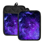 Purple Stars Nebula Galaxy Space Print Pot Holders With Pocket