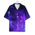 Purple Stars Nebula Galaxy Space Print Rayon Hawaiian Shirt