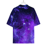 Purple Stars Nebula Galaxy Space Print Rayon Hawaiian Shirt